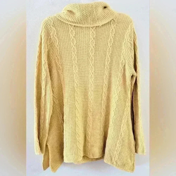 NWT 100% Cotton Jeanne Pierre Cable Knit Sweater Cornsilk Yellow 9721F17 Size L - Picture 2 of 5